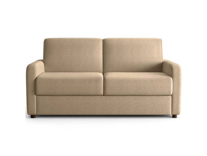 Canapé droit convertible 3 places en tissu chenille taupe - ouverture express - Lumio