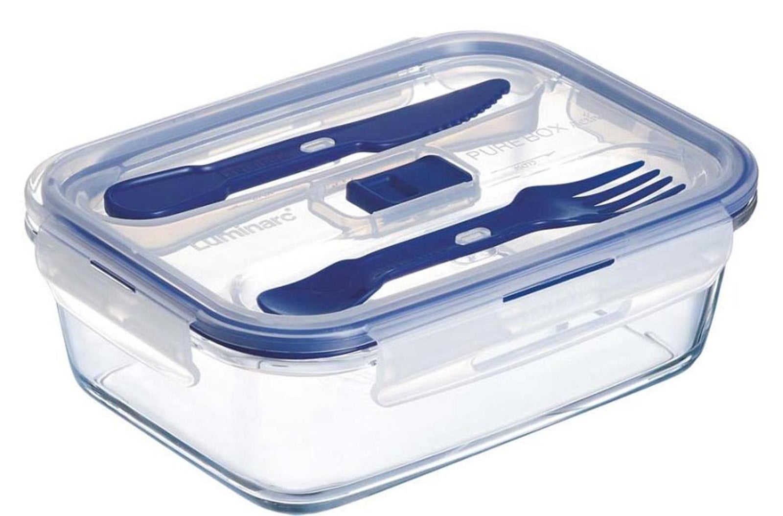 Luminarc Pure Box actieve rechthoekige container van 122 cl met bestek, 6 stuks