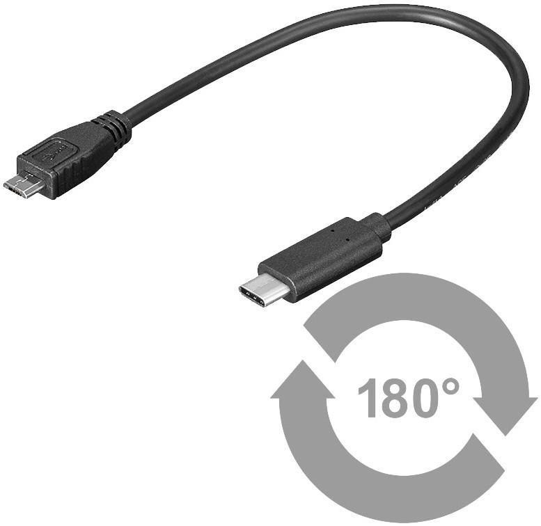 Microconnect USB 3.1 Micro-USB naar USB-C kabel, 0,2 meter, zwart