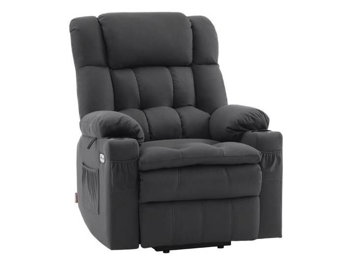 M Fauteuil électrique MCombo 7546 avec 3 moteurs réglables séparément (microfibre gris foncé)