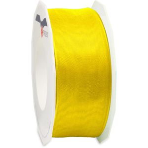 Präsent Geschenkband Four Seasons, gelb, Stoffband mit Drahtkante, 40mm x 25m, matt