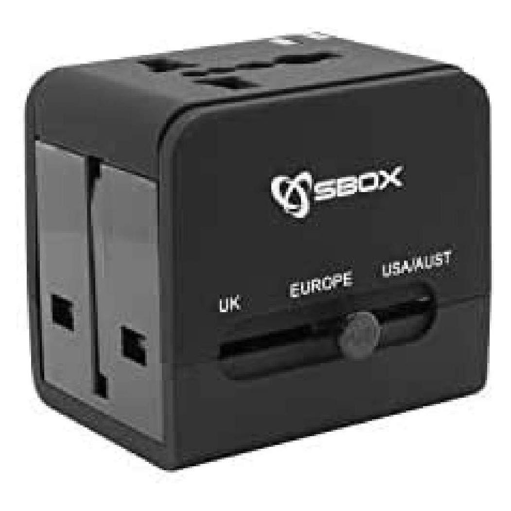 Sbox TA-23 Universal Travel Adapter with Dual USB Charger (TA-23)