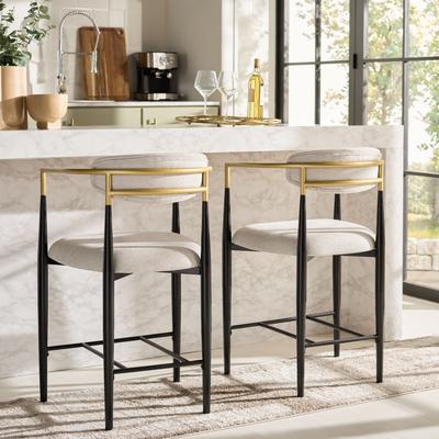 "SAFAVIEH Covelle 24.75-Inch Seat Height Counter Stool Set of 2 - 20"" W x 23"" D x 37"" H"