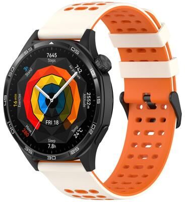 Everyday Crate Huawei Watch 22mm Band Two Tone Silicone Watch Strap With Quick Release Design starlight+orange