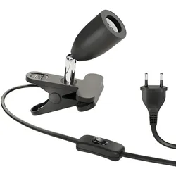 ledscom.de Klemmleuchte LIK, Schalter, schwarz matt, 1x E27 max. 60W
