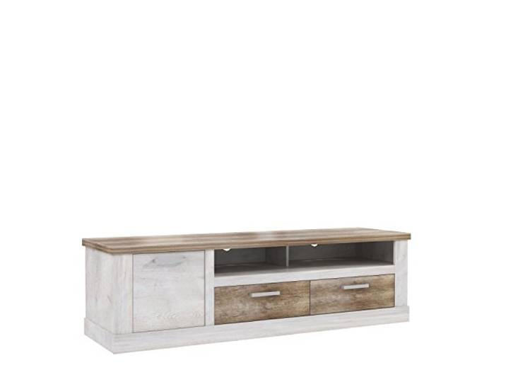 FORTE DURO TV-Unterschrank, mit 1 Tür und 2 Schublade, Holzwerkstoff, Pnie Weiß /Antikeiche, 179,3 x 52 x 52 cm