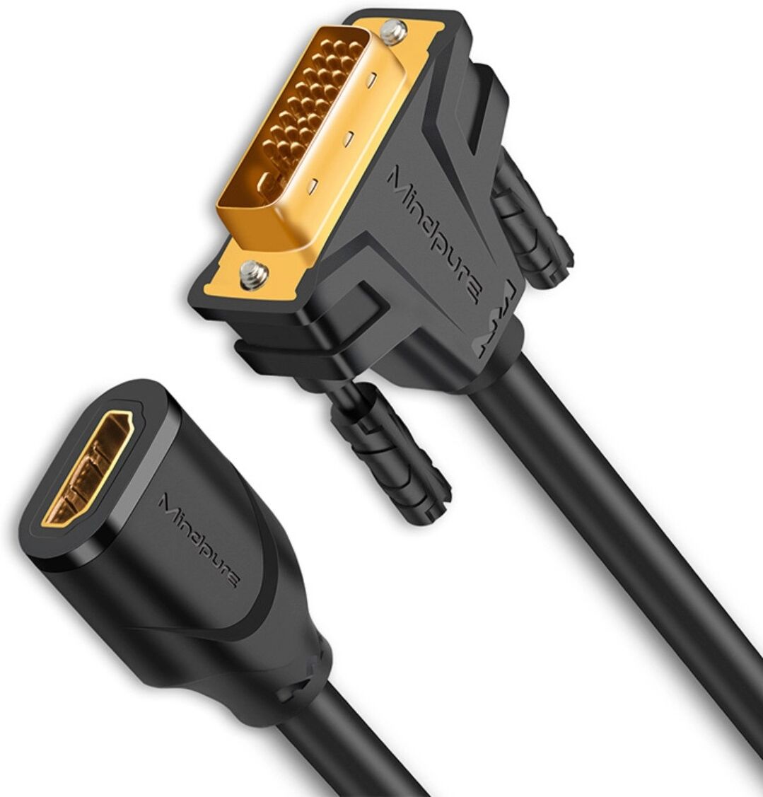 INF Câble adaptateur DVI mâle vers HDTV femelle, triple blindage, cuivre sans oxygène, 1080P, 24 cm