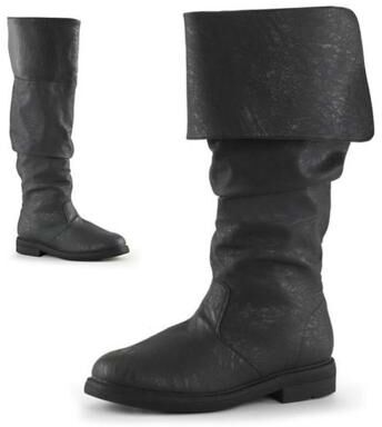 LightInthebox Men's Brown Leather Knee High Boots, Fold-Over Cuff Medieval Boots with Low Block Heel, Renaissance Pirate Costume Boots for Men, LARP Cosplay Renaissance Fair
