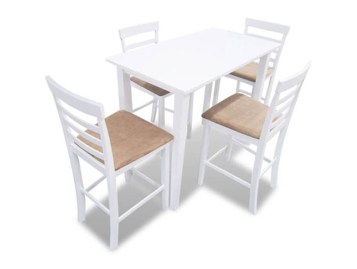 Ensemble Table et 4 Chaises de Bar Bois Blanc Meubles Mobilier de Bar 271832