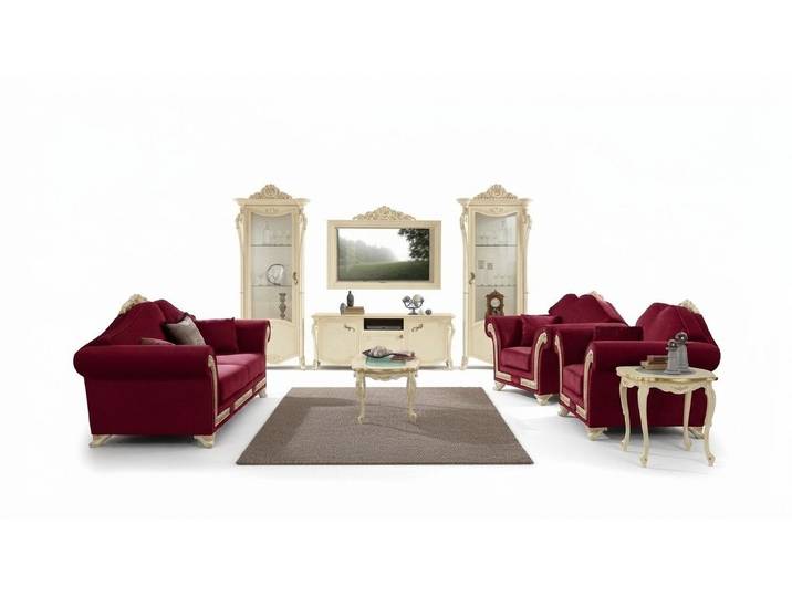 Xlmoebel TV-Schrank Klassischer Holz-TV-Schrank in Beige mit Stauraum (Set 2tlg. (TV-Schrank + TV-Rahmen) Hergestellt in Europa
