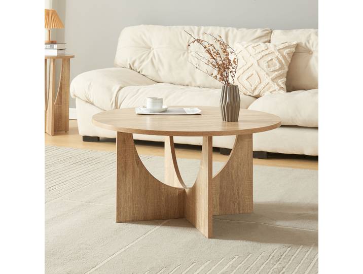 Couchtisch 'Rindal' rund 80 x 42 cm Eichenoptik