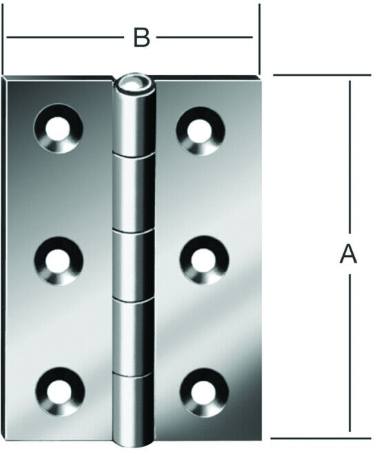VORMANN Charnière de porte demi-largeur L46xH60mm, roulée inoxydable, inox (010502060)