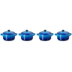 Le Creuset Mini-Cocotte 4er Set - blau
