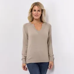 EVA LUTZ Pullover V-Ausschnitt Kaschmir-Anteil figurumspielend