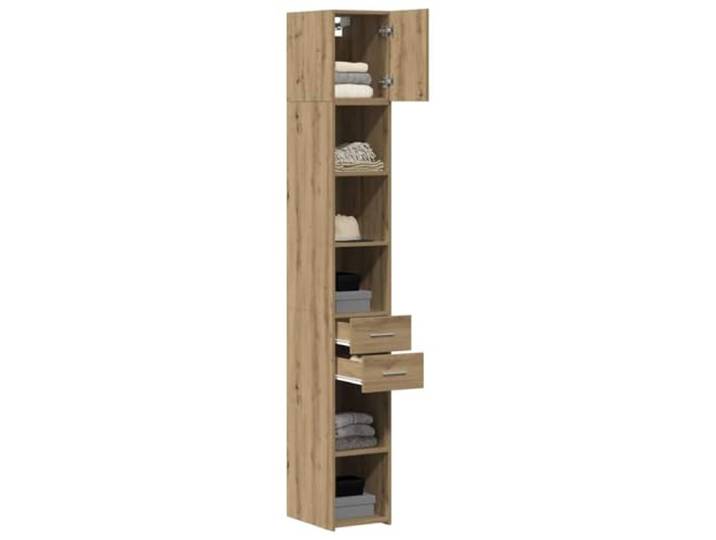KTHLBRH Kleiderschrank 2-teilig Eiche 30 x 42,5 x 225 cm Technisches Holz, schlankes Design, 4 Einlegeböden, vertikale Lagerung, Verwendung im Innenbereich