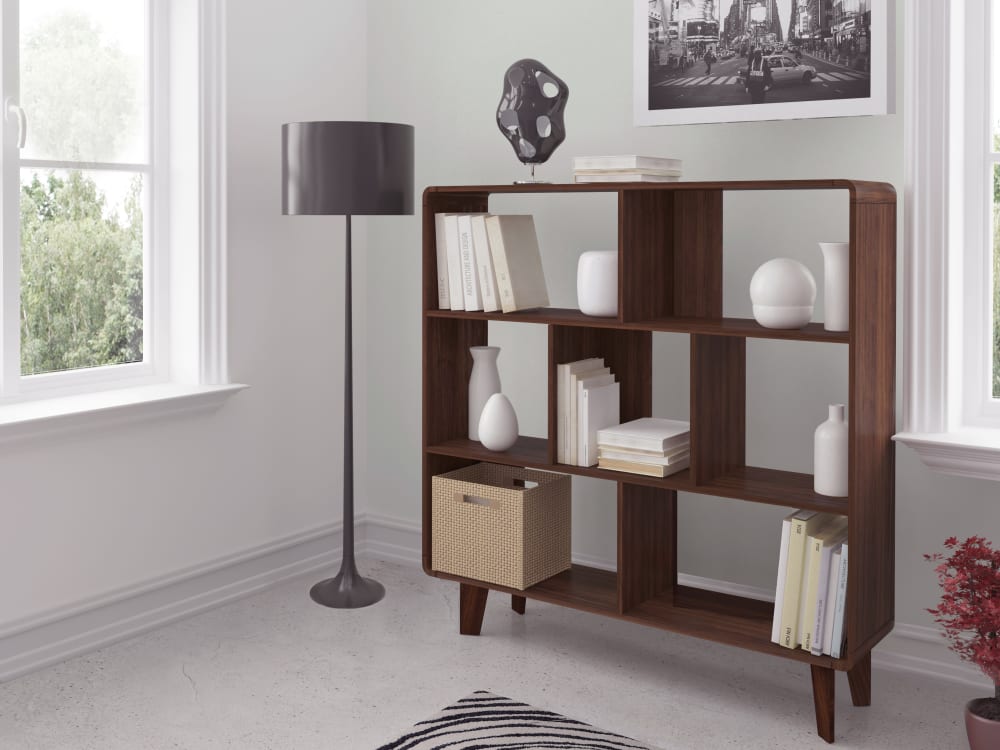 Loft24 Bibliothèque en effet bois de noyer Marron 29x126x122cm