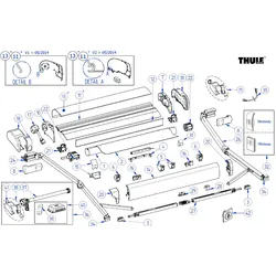 Thule Endkappen Frontblende links und rechts für Markise Omnistor 9200 - Farbe Cream Beige Thule Ersatzteilnummer 1500602497