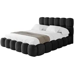 POLSTERBETT mit Bettkasten und Lattenrost, Boxbett ohne Matratze - LEYA 200x200 Schwarz