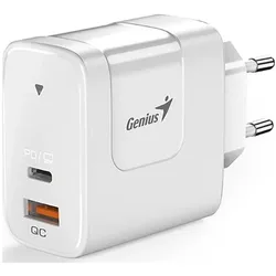 Genius PD-65AC weiss / Ladeadapter / 65W / 1x USB-A / 1x USB-C / PD / QC (65 W, 2 Ports), USB Ladegerät, Weiss