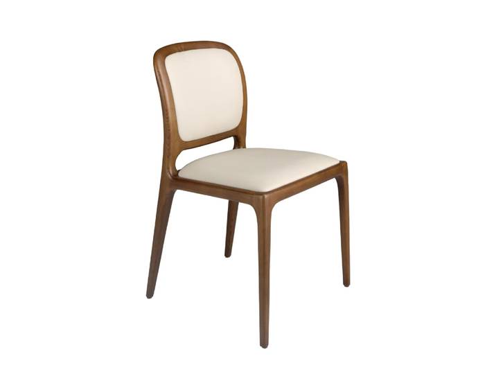 Chaise moderne en simili-cuir crème