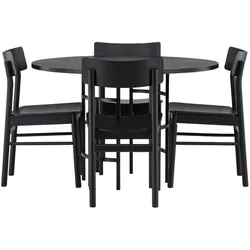 Ebuy24, Essgruppe, Copenhagen Essgruppe Esstisch schwarz 4 Stühle schwarz. (MDF)