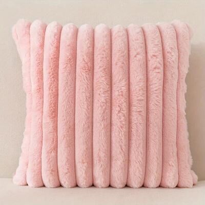 Uplifted Trends Corduroy Striped Pillow Cover Soft Decorative Throw Cushion For Sofa Bedroom Car pink