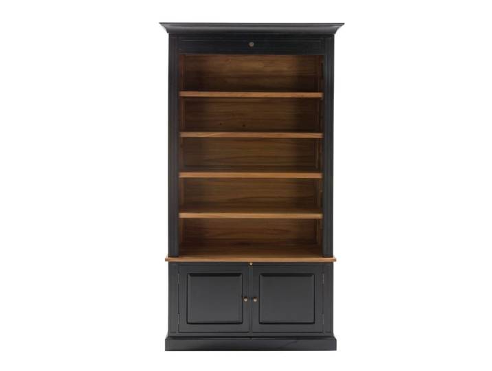 Bibliothèque 2 portes en acacia massif noir H240 cm