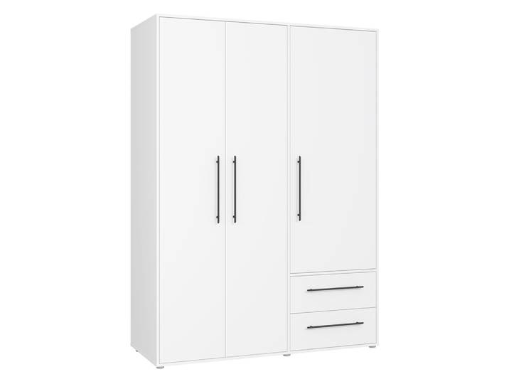 Kleiderschrank Drehtürenschrank Mokko , mit Schubkästen , weiß , 144,4 x 200 x 59 cm