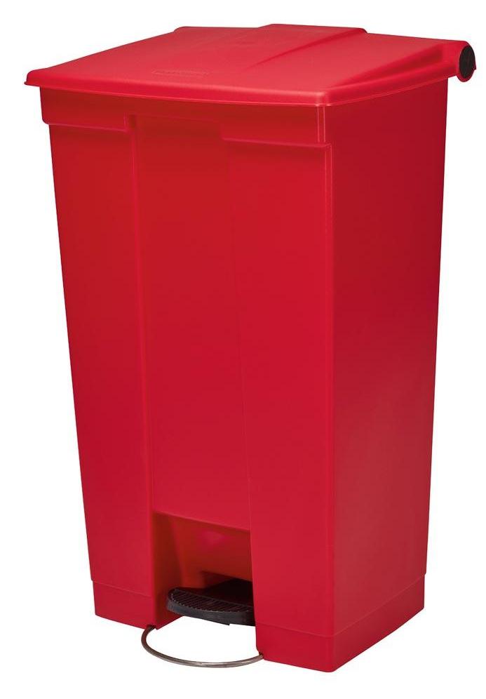 Tretabfalleimer, PE, BxTxH 500x410x825 mm, Vol. 87 l, abger. Ecken/glatte Oberfläche, Farbe rot