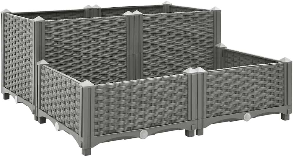 vidaXL Arriate polipropileno 80x80x38 cm Gris
