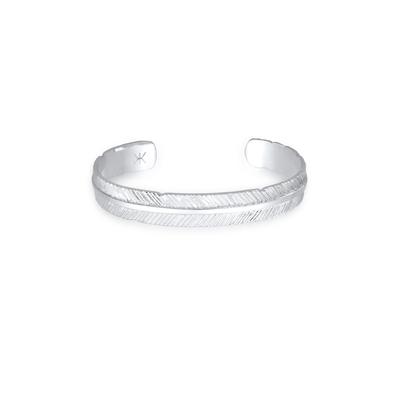 Armreif KUZZOI "Armband Armreif Feder 925 Sterling Silber" Gr. 190, silber, Armbänder, Herren, Silber 925 (Sterlingsilber), Armreif