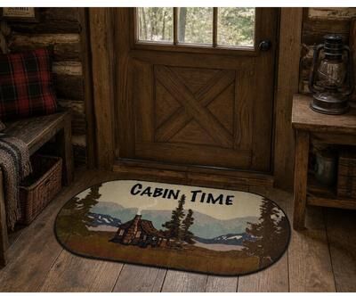 Mayberry Rug "American Destination Cabin Time Rubber Back Accent Rug 20""x44"" Oval - 1'8"" x 3'8"""