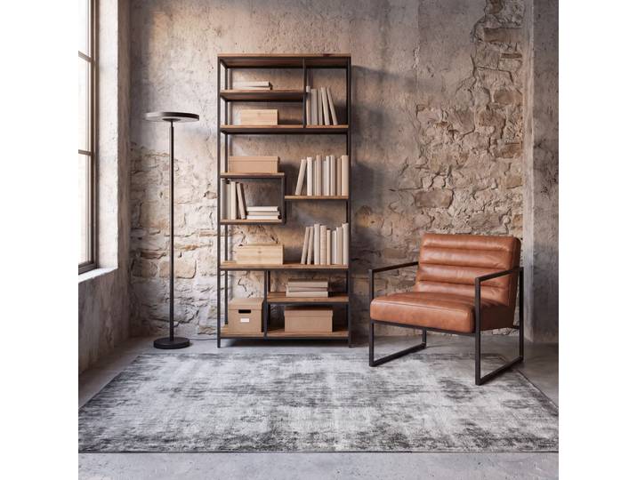 Etagère en acier noir mat et bois de manguier, L85 cm