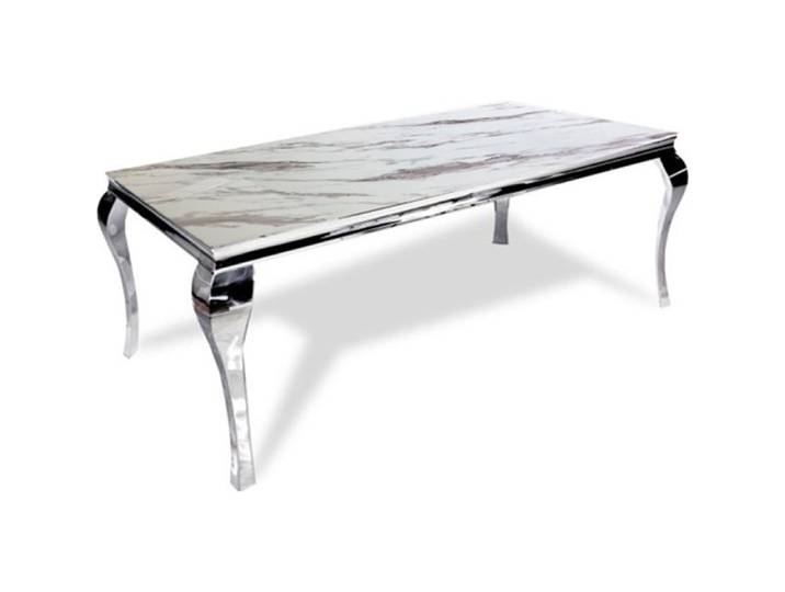 Table à manger verre effet marbré blanc 150x90 cm 4-6 pers BAROQUE
