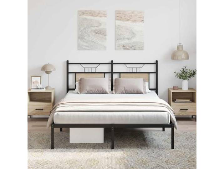 Stahlgestell mit Stauraum und Kopfteil Bettgestell 140x190 cm Braun Bettgestell ohne Matratze Sonoma-Eiche 140x190 cm Holzwerkstoff Metallbett mit Kopfteil und Stauraum