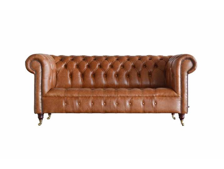 JVmoebel Chesterfield-Sofa Elegantes Sofa in Braun aus Leder mit Chesterfield-Design, Packung, Made in Europa