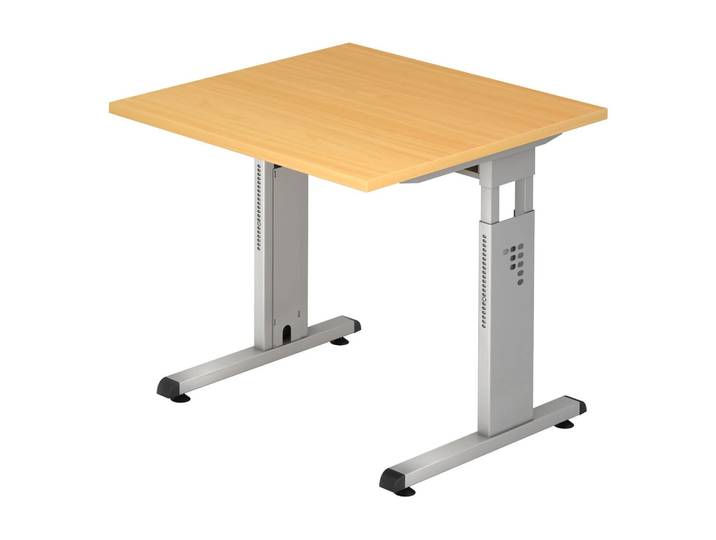 MEGA 8 S Schreibtisch 80 x 80 höhenverstellbar Buche/Silber