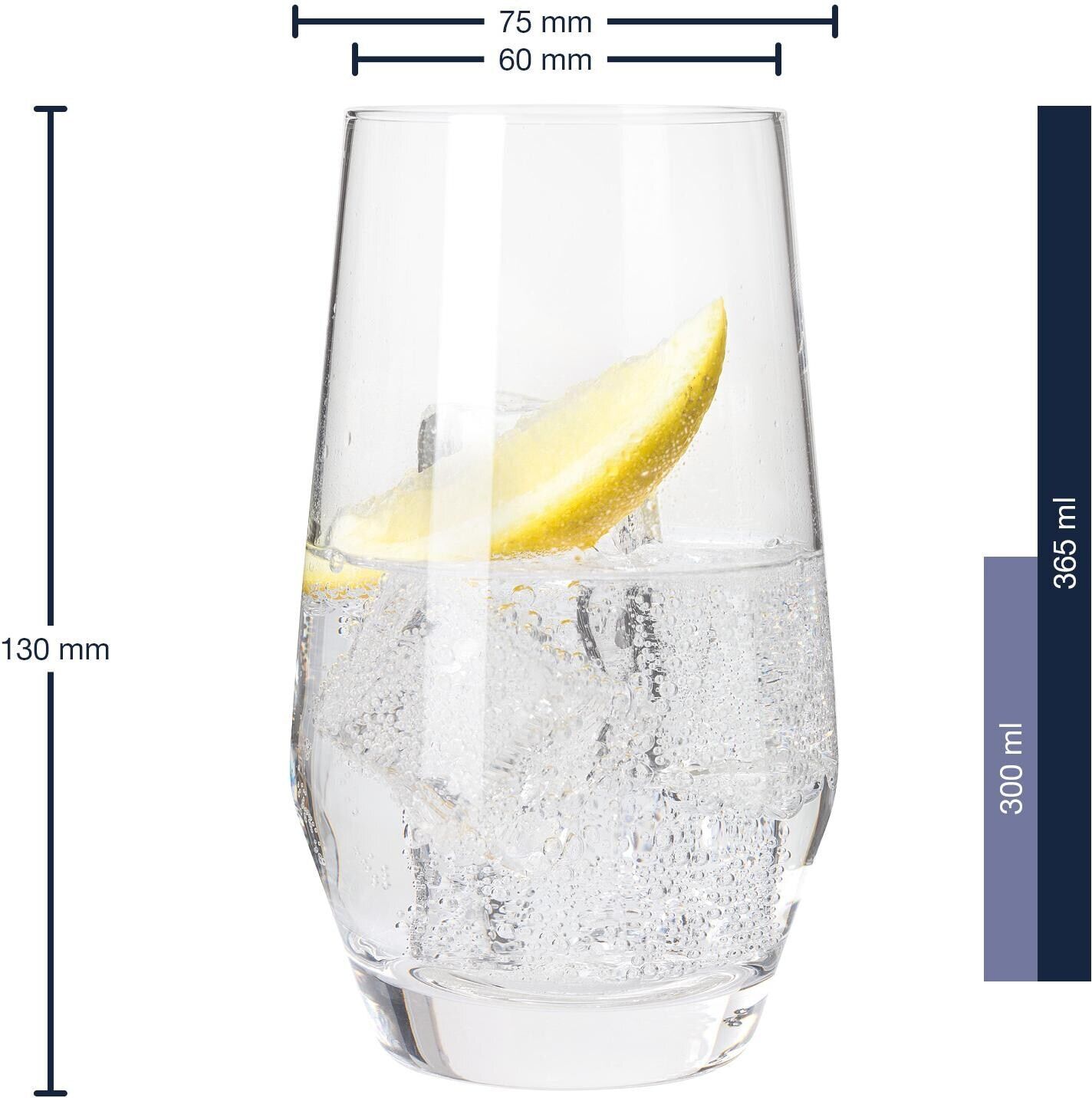 Longdrinkglas LEONARDO "Puccini 365", transparent, H:13cm, Glas, Trinkgefässe, Longdrinkglas transparent 13cm, 365ml, 6 Stk.
