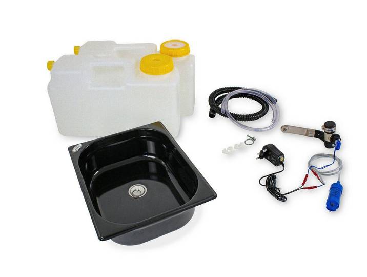 ad-ideen Waschbecken 230V Camping Spüle Technikset Bausatz 325x265x100mm Schwarz V3