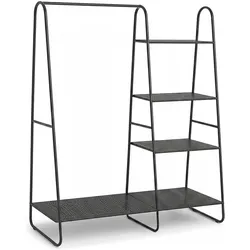 Relaxdays, Garderobe + Kleiderstange, Kleiderständer Schwarz 5 Böden