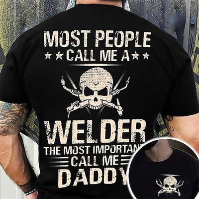 Herren Schweißer Papa Grafik T-Shirt - Wichtigste nenn mich Papa Kurzarm Schwarz
