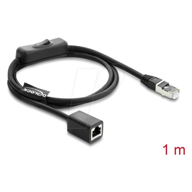 Delock RJ45 Kabel Stecker zu Buchse mit Schalter Cat.6 F/UTP (F/UTP, CAT6, 1 m) (81564)
