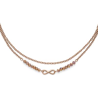 Fußkette S.OLIVER "Infinity Beads, Unendlichkeitsschleife", rosa (roségoldfarben, rosé, rosé), Fußketten, Damen, Edelstahl, mit Kristallstein