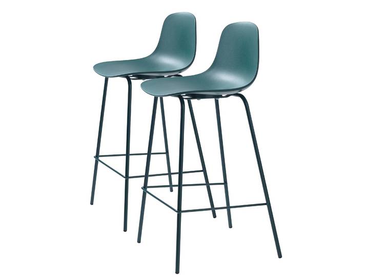 Chaises de bar Felin (lot de 2) 41 x 93 x 48cm Bleu pétrole