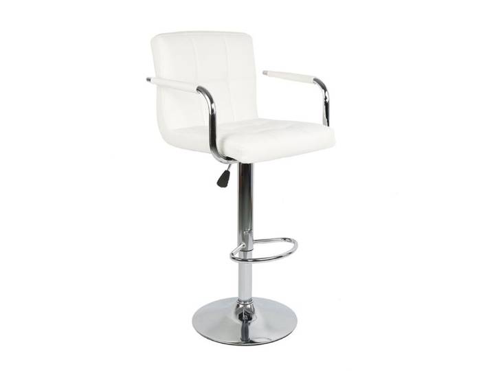 KEDIA Lot de 2 Tabouret de Bar avec Accoudoirs Coussin à Six Compartiments Réglable Blanc pur Robuste et Durable