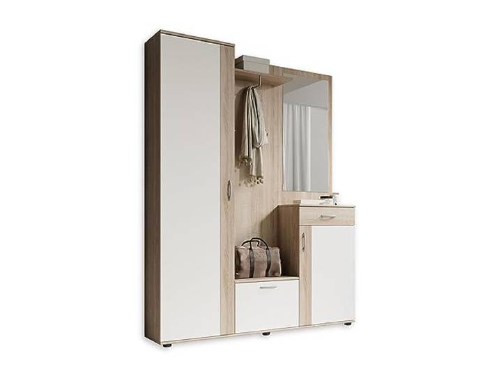 PATENT Flurgarderoben Set Sonoma Eiche Optik Weiß 145 x 184 x 29 cm (B/H/T)