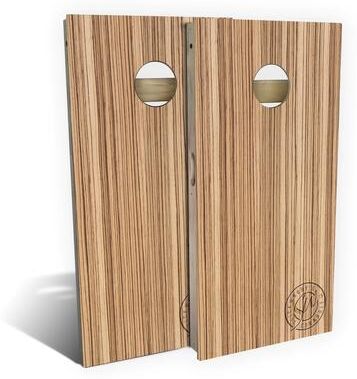 Skip's Garage Zebra Wood Outdoor Cornhole Board Set