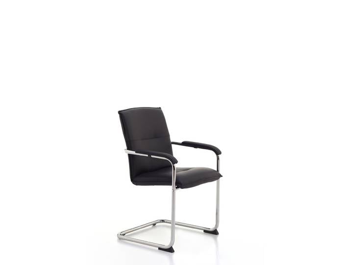 Fauteuil visiteur Silla Croûte de cuir et métal chromé Noir - Dossier