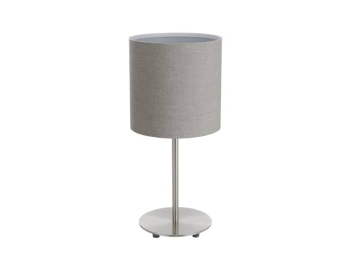 Eglo Lampe de table de chevet Pasteri\, lampe de salon à poser en acier et textile\, nickel mat\, gris\, douille E27\, avec interrupteur\, h 40 cm