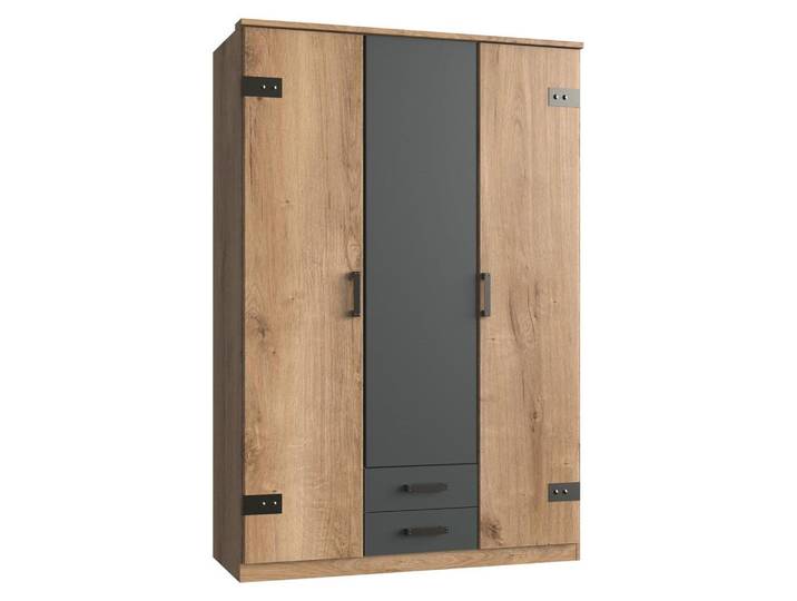 CALICOSY - Armoire 3 portesReproduction chêne et 2 tiroirs - L135 cm
